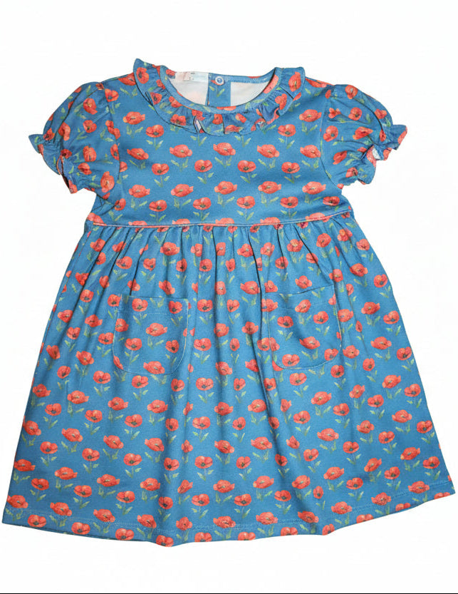 blue and red poppy dress Petite Isabelle Navy Red Poppy Float Sleeve Maxi Dress Scarlett & Jo