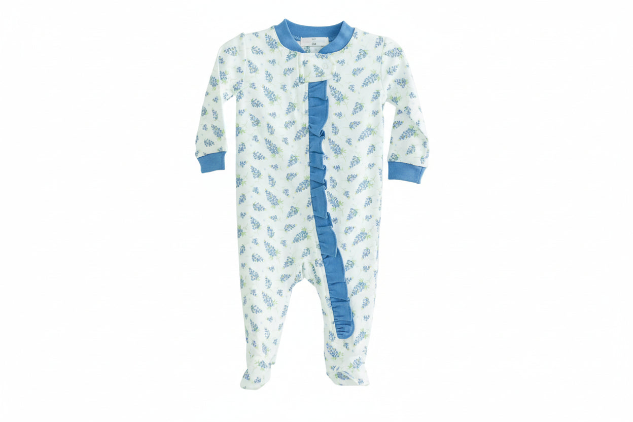 GIRLS BLUEBONNET PIMA ZIPPER FOOTIE