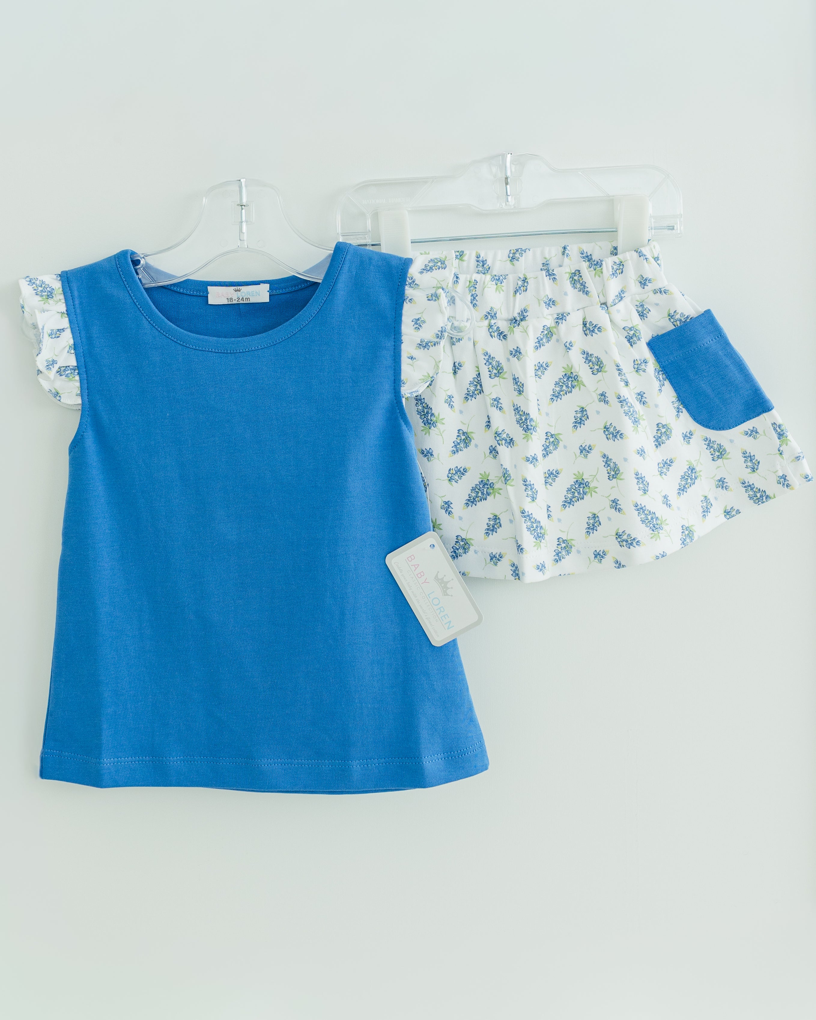 GIRLS BLUEBONNET PIMA SKORT SET