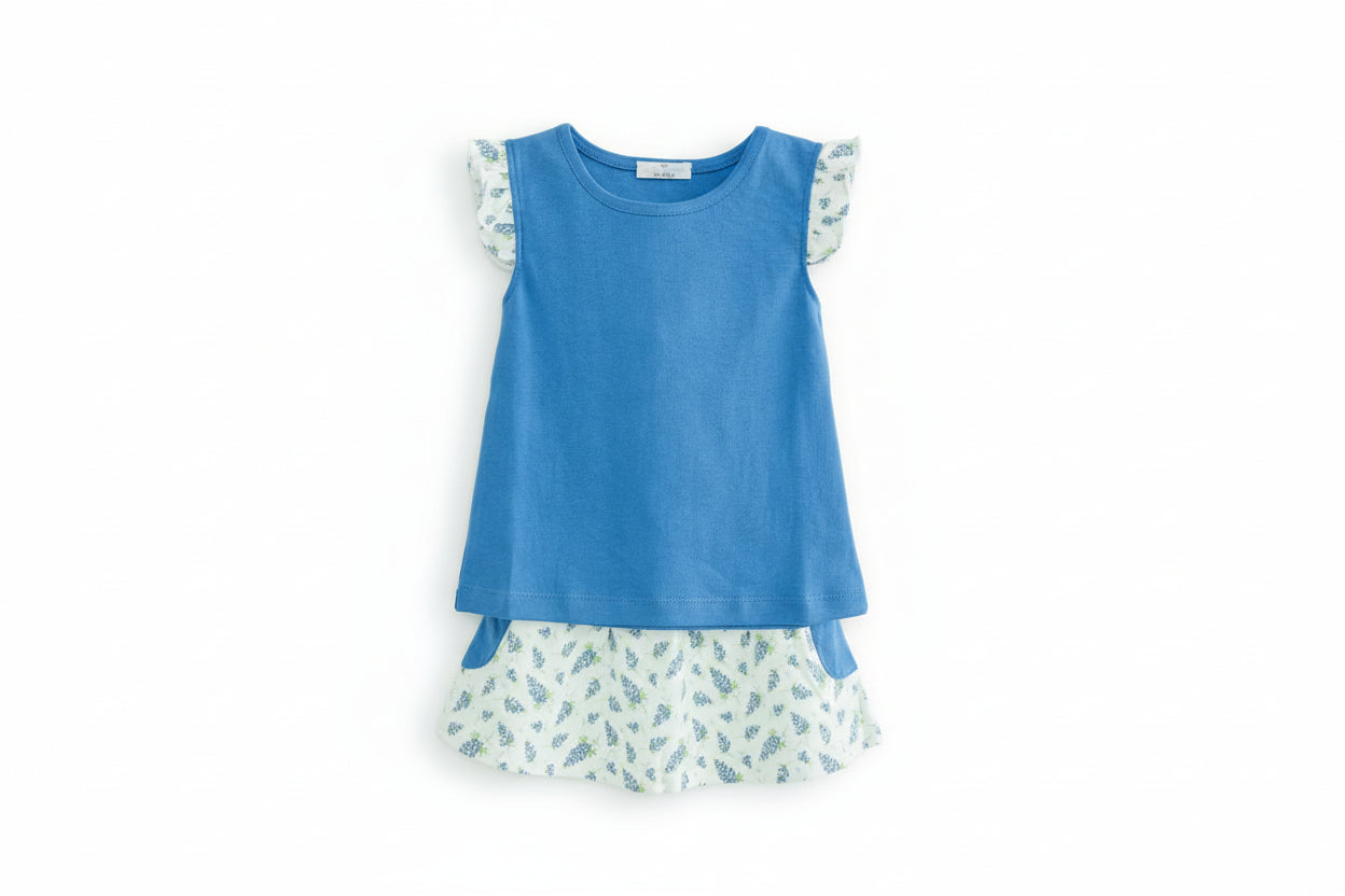GIRLS BLUEBONNET PIMA SKORT SET