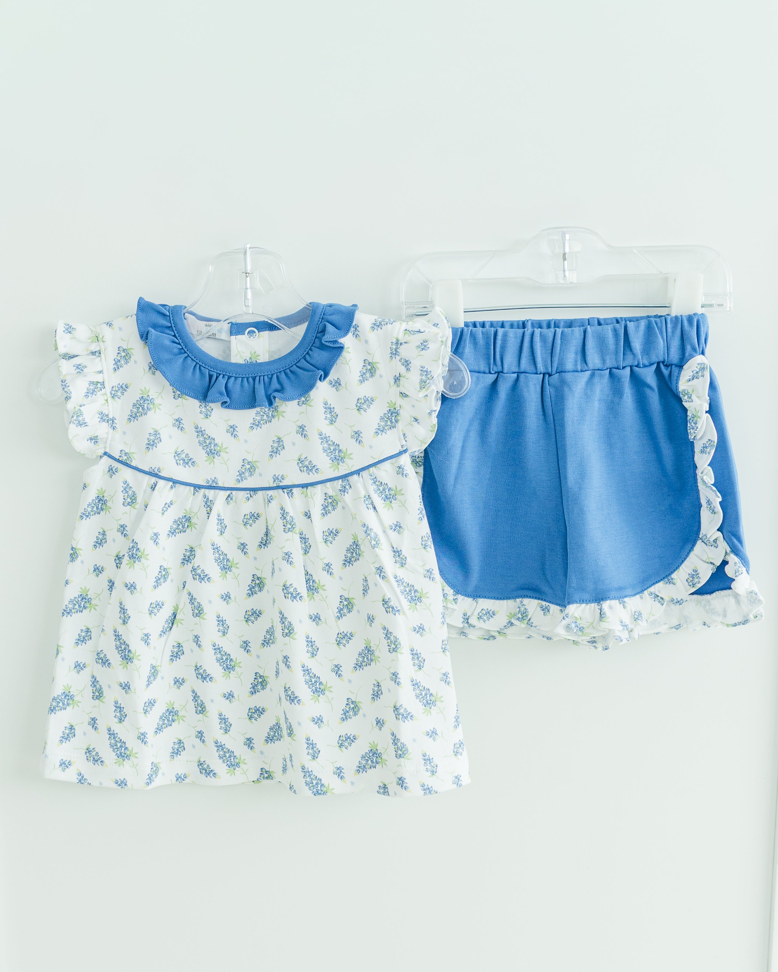 GIRLS BLUEBONNET PIMA SHORT SET