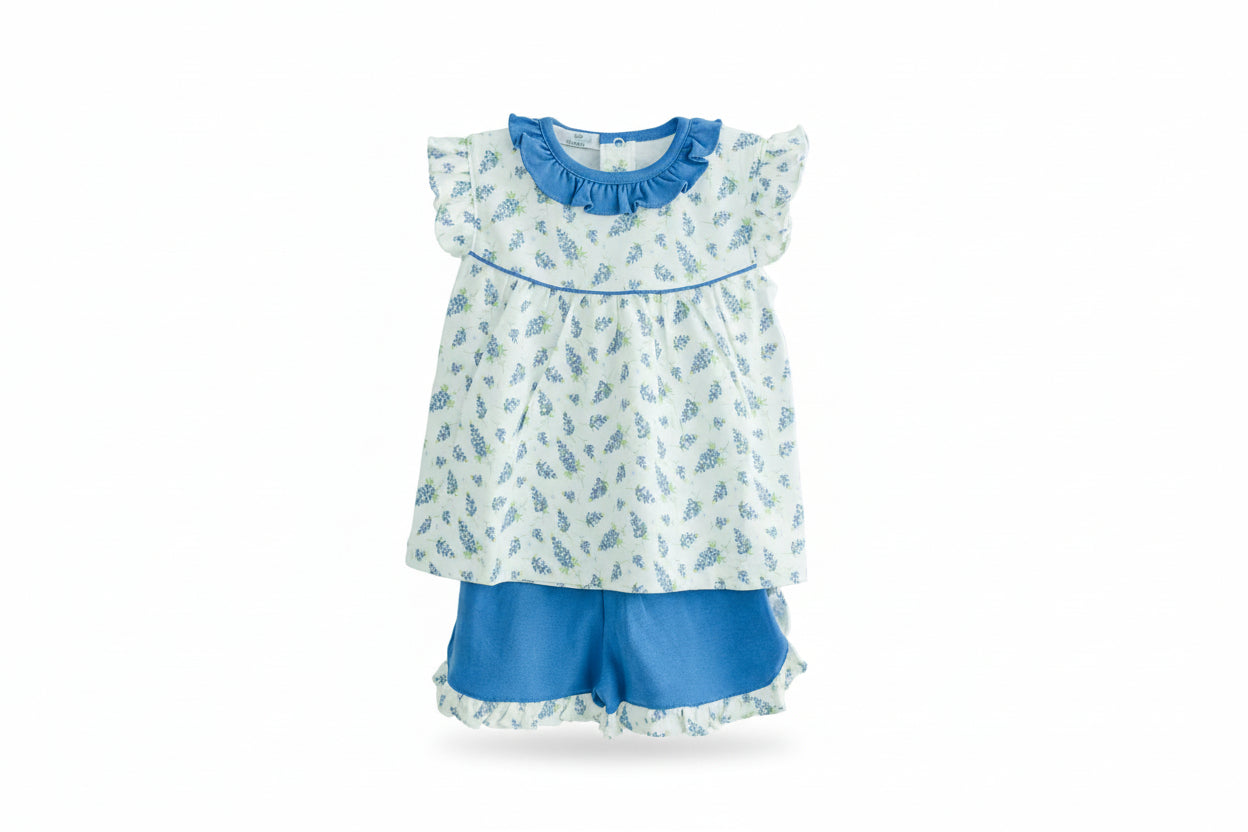 GIRLS BLUEBONNET PIMA SHORT SET