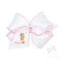 King Grosgrain Hair Bow with Moonstitch Edge and Pink Cowgirl Boot Embroidery Style: 2445