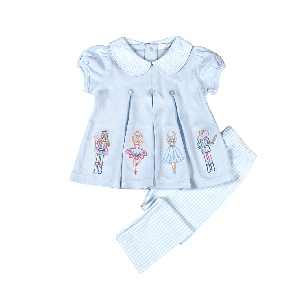 Blue Nutcracker Scallop Collar Pants Set