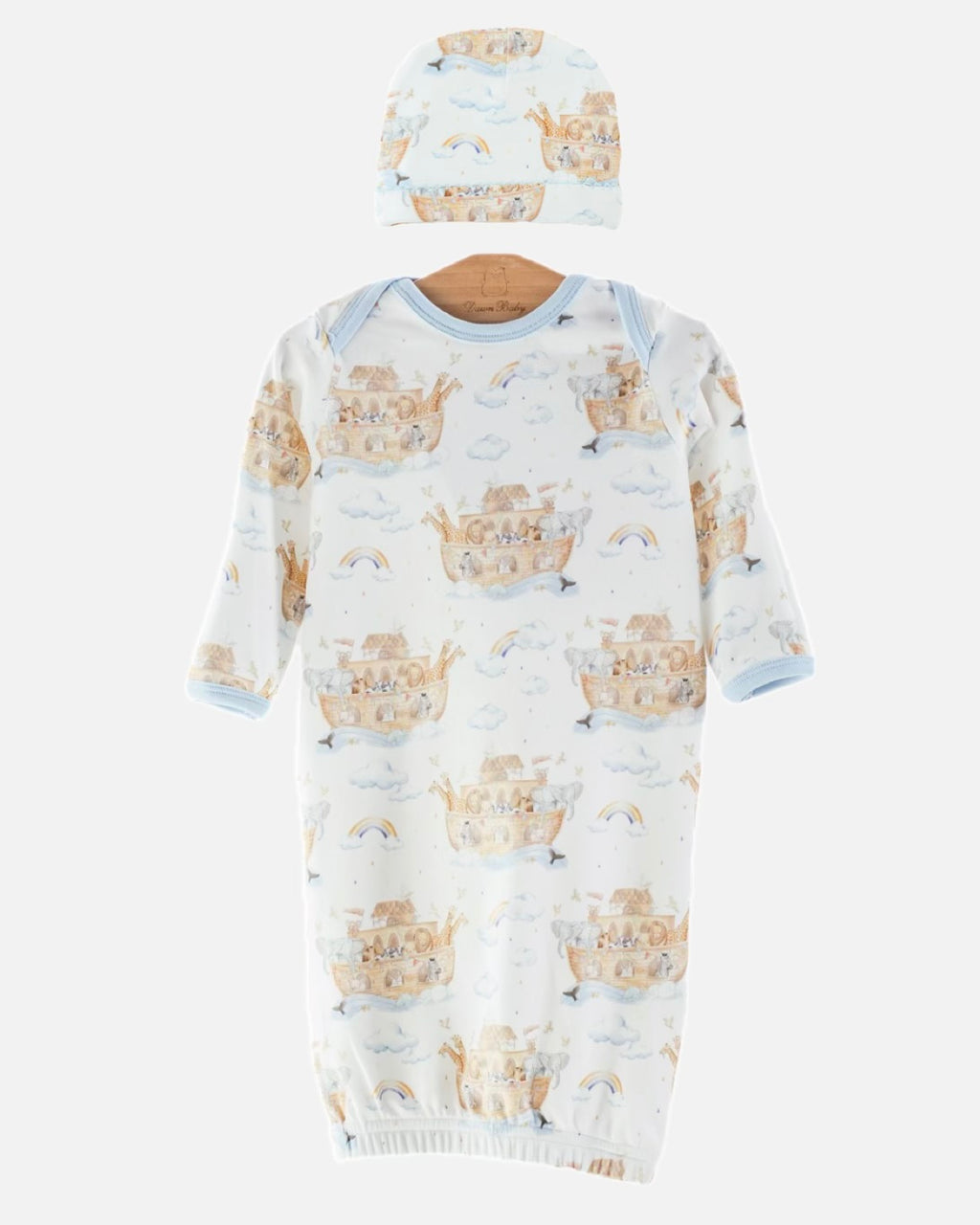 All Aboard Noah’s Ark Newborn Gown & Hat Set