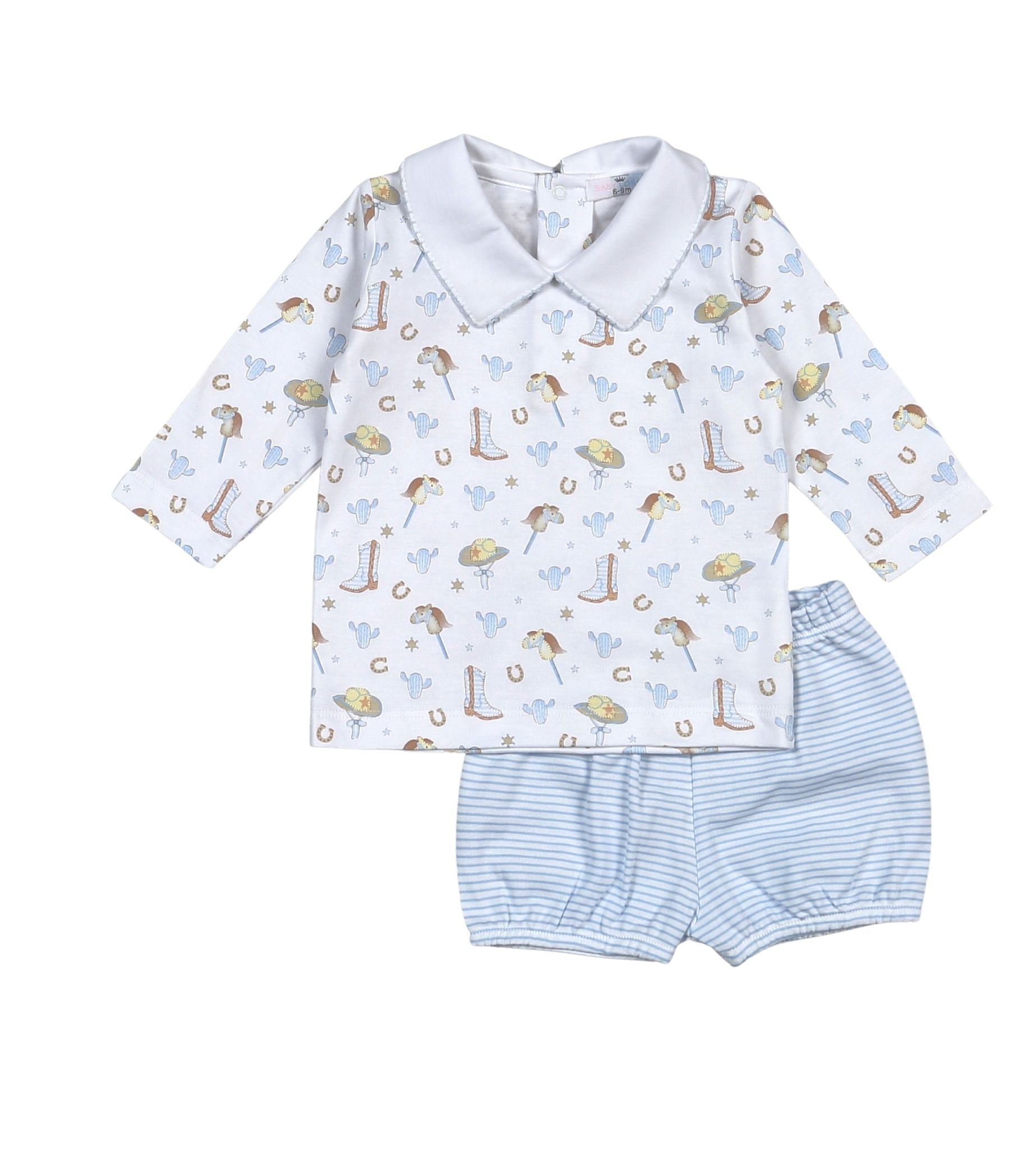 Blue Howdy Baby Short Set