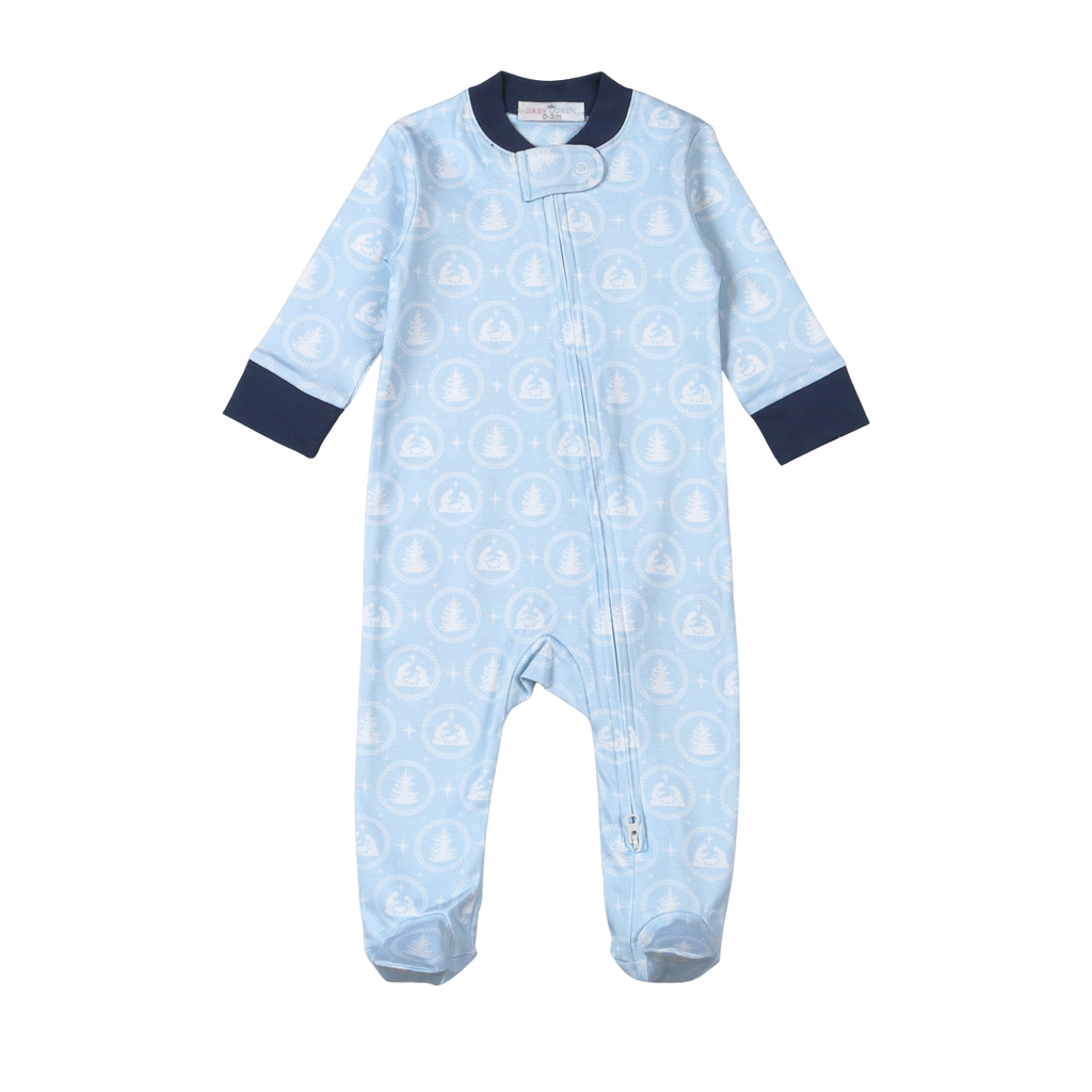 Boys Nativity Holy Night Zipper Footie