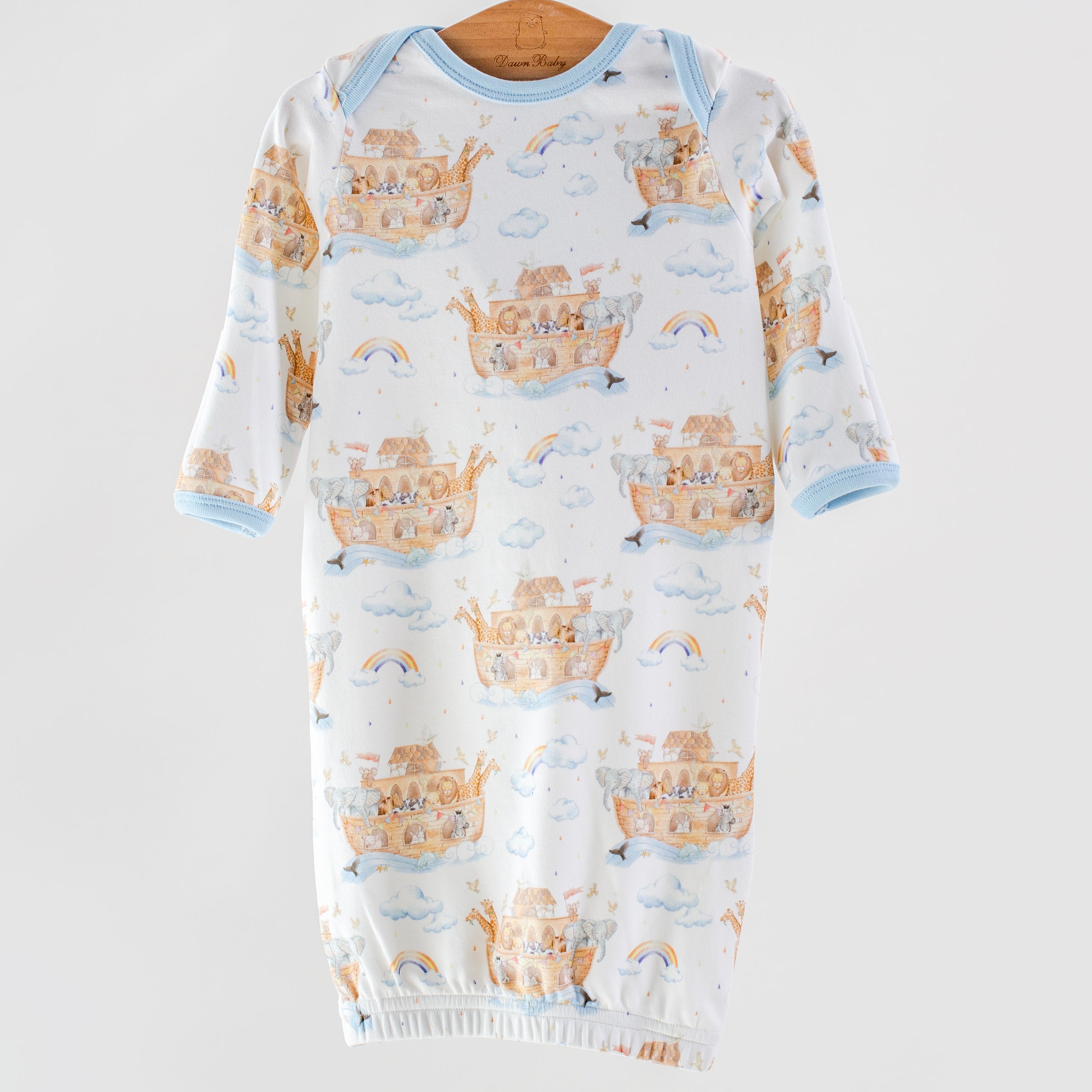 All Aboard Noah’s Ark Newborn Gown & Hat Set