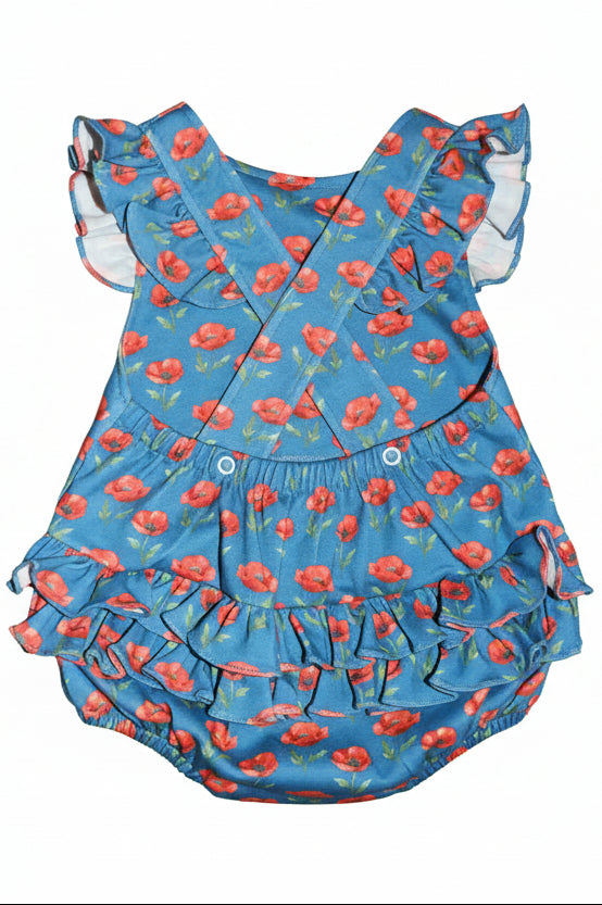 Red Poppy Girls Cross Back Bubble