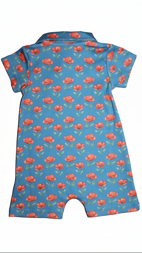 Red Poppy Boys Collared Romper