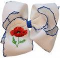 Embroidered Red Poppy Bow