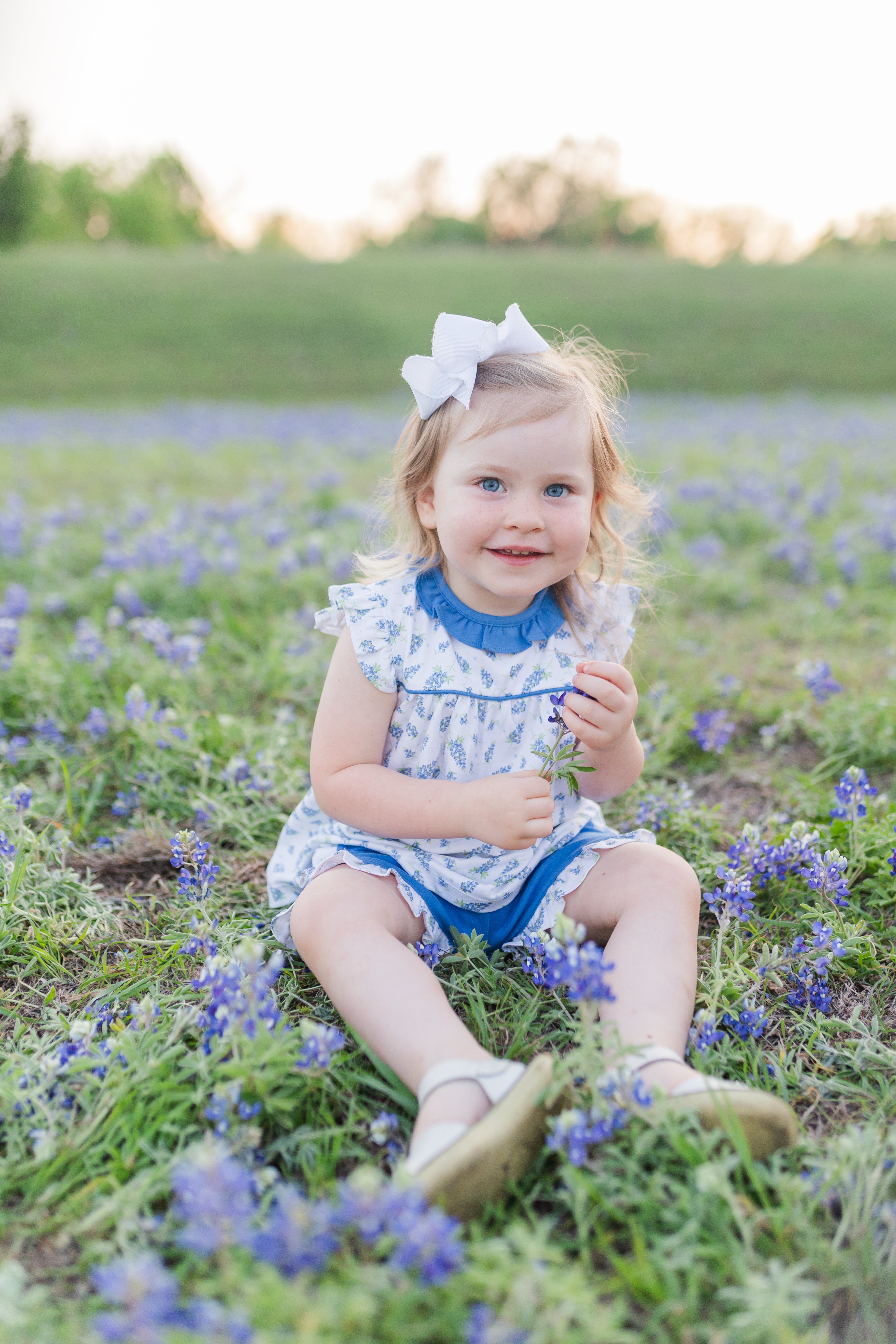 GIRLS BLUEBONNET PIMA SHORT SET