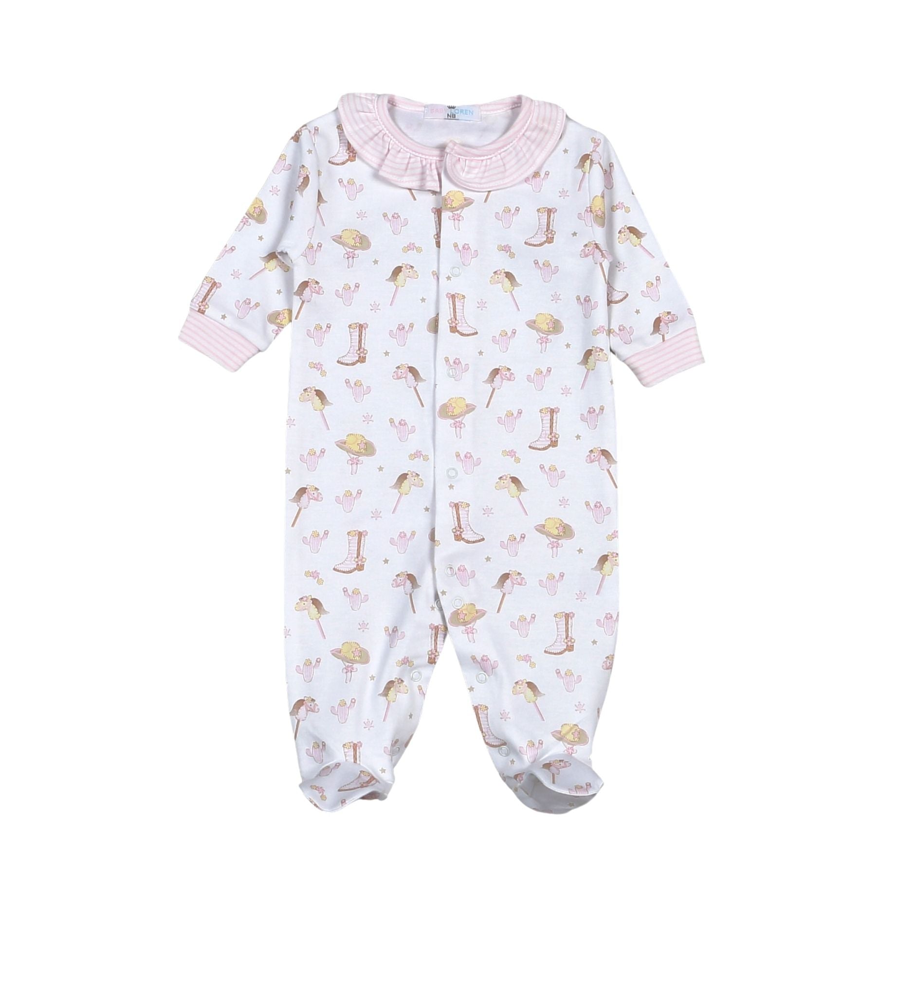 Pink Howdy Baby Snap Footie