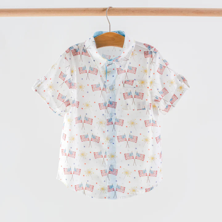 Patriotic Parade Short Sleeve Collared Shirt