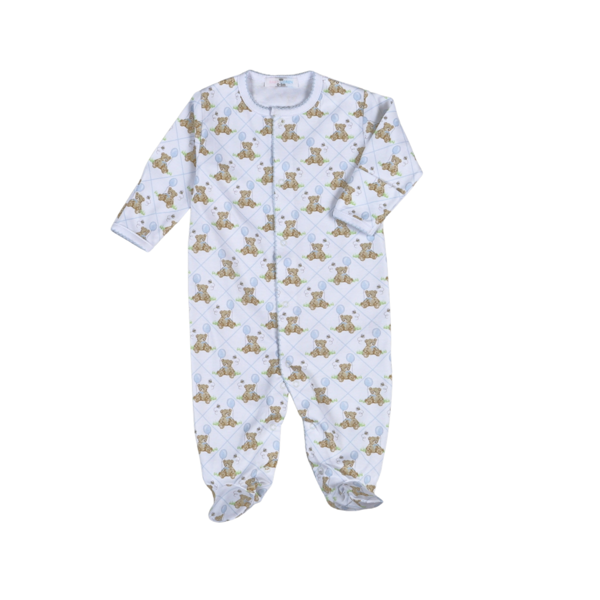 Teddy Bear Blue Snap Footie