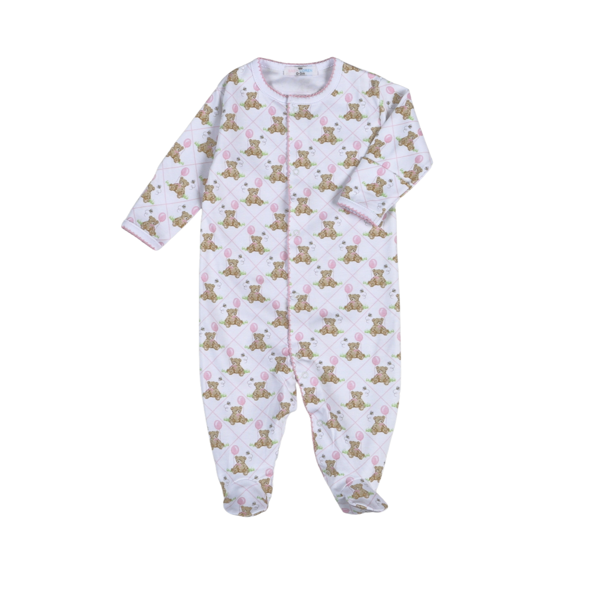 Teddy Bear Pink Snap Footie