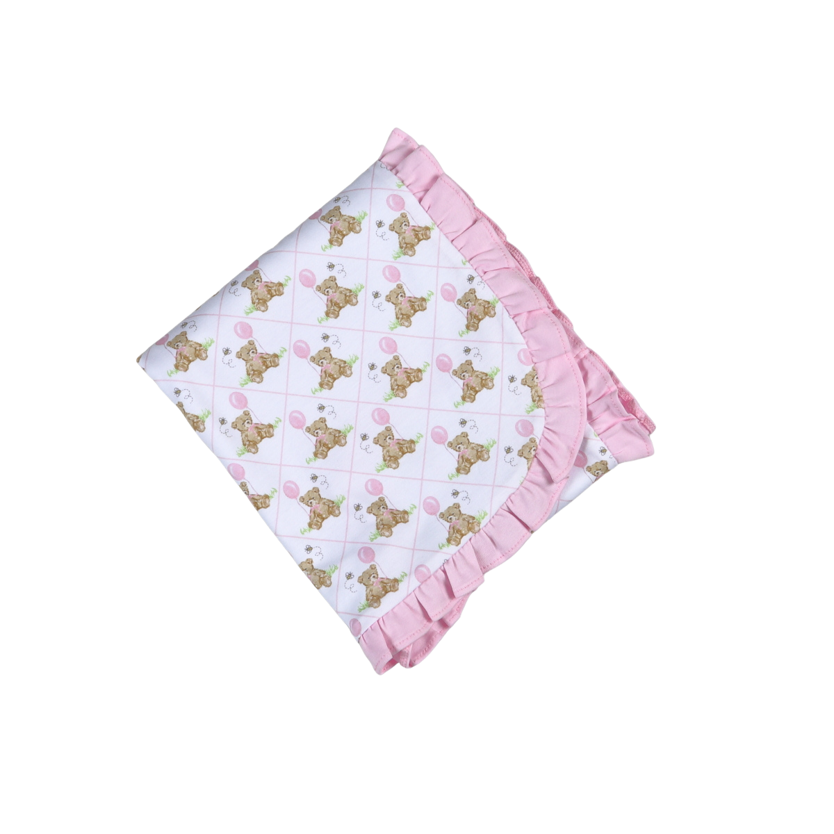 Teddy Bear Pink Receiving Blanket