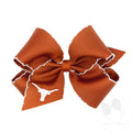 UT Longhorns King Grosgrain Hair Bow with Moonstitch Edge and Embroidered Logo