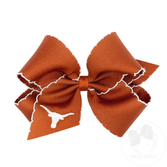 UT Longhorns King Grosgrain Hair Bow with Moonstitch Edge and Embroidered Logo