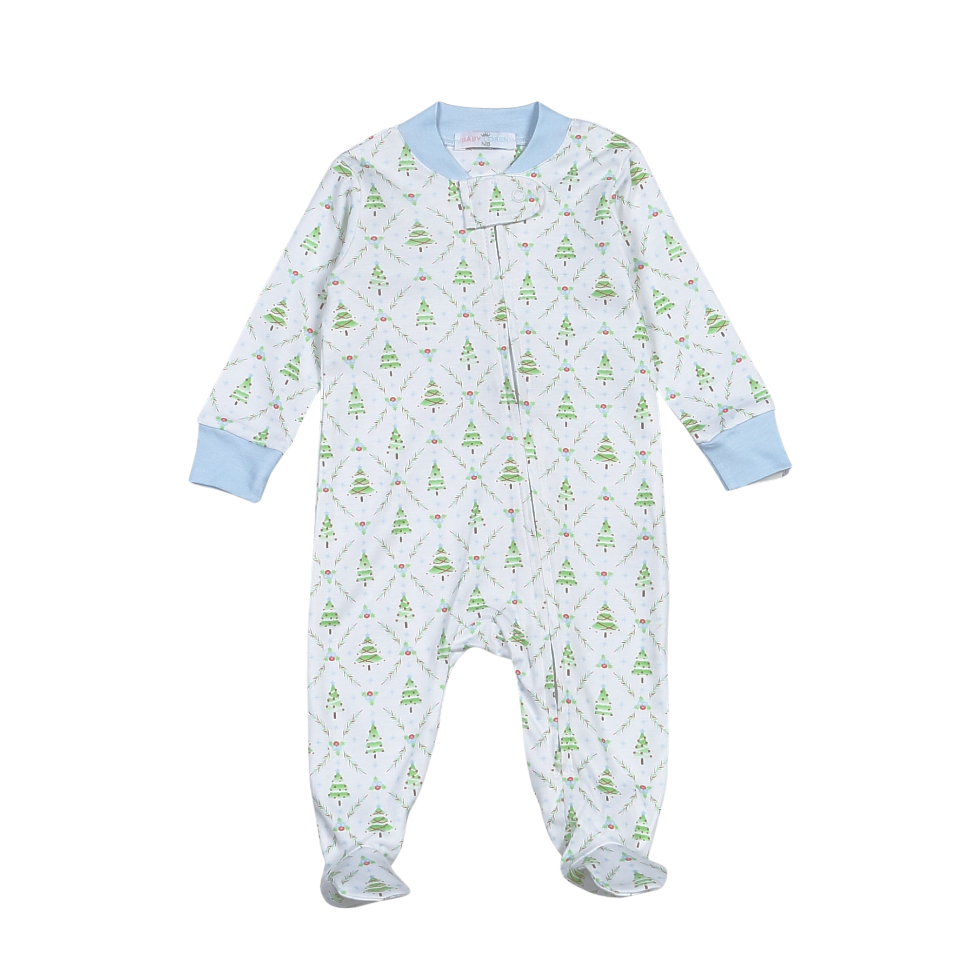 Blue Holy Night Zipper Footie