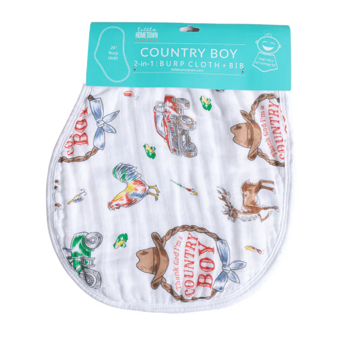 Country Boy 2 in 1 Burp Cloth and Bib Combo