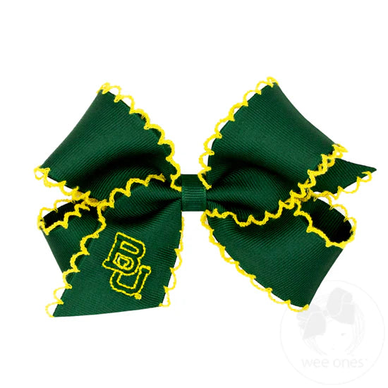 Baylor Medium Grosgrain Hair Bow with Moonstitch Edge and Embroidered Logo