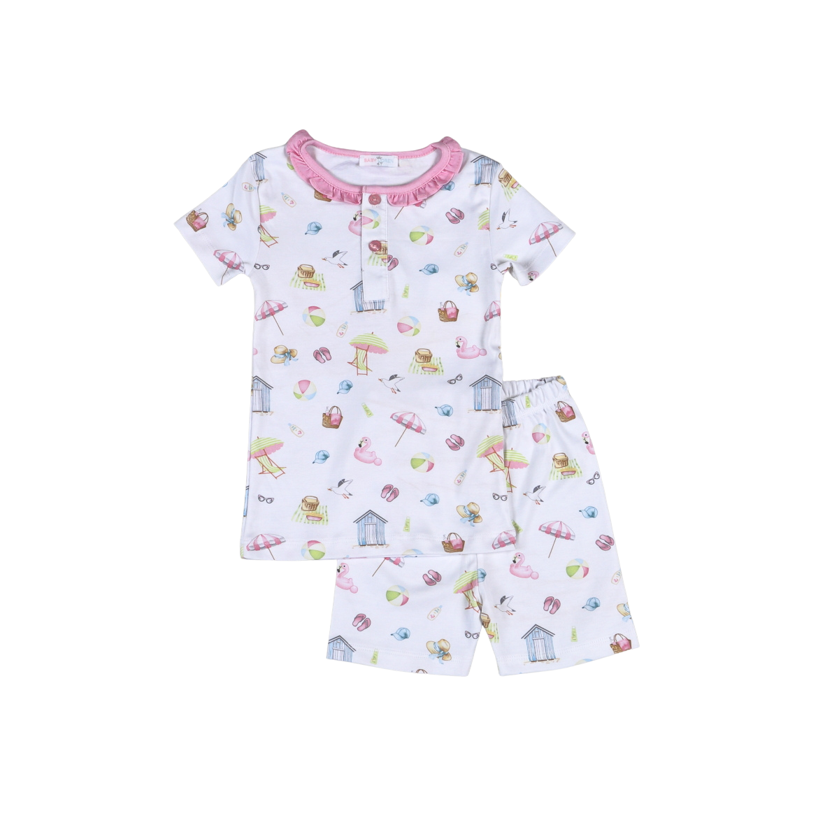 Sandy Toes Pink Two Pcs Pjs Set Tight Fitting