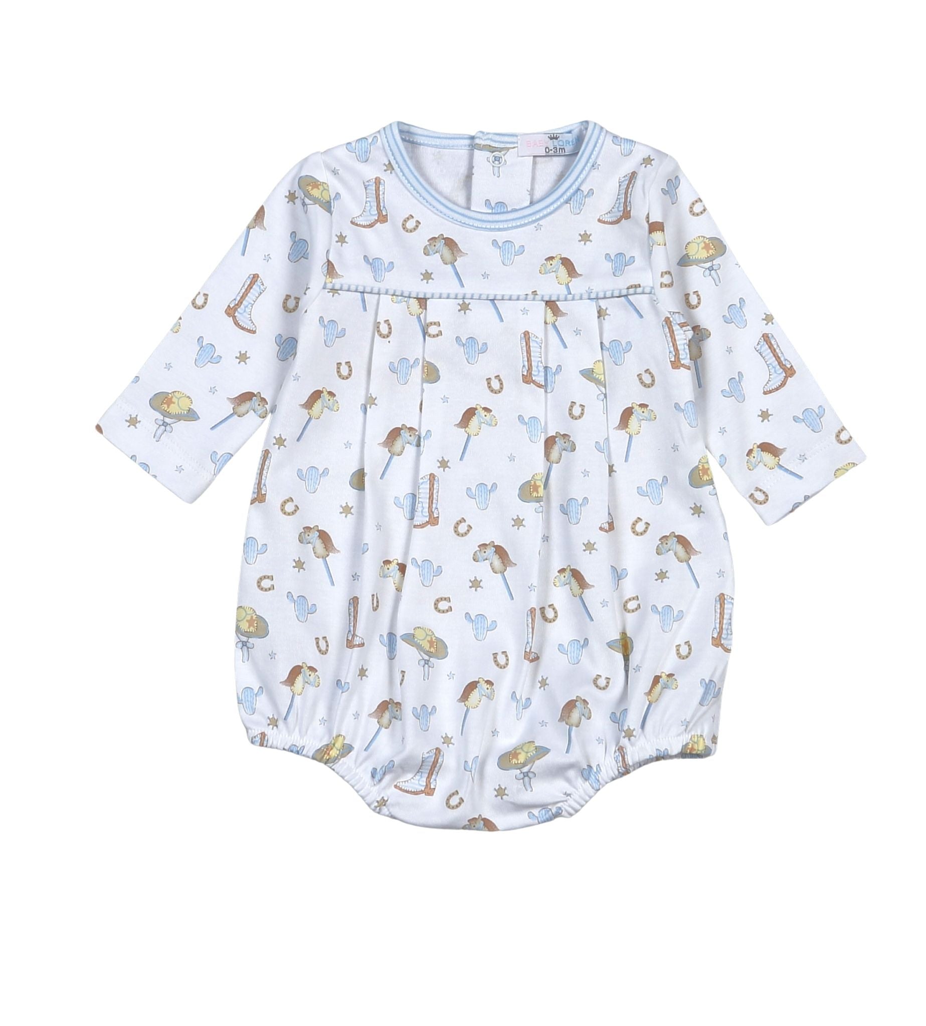 Blue Howdy Baby Long Sleeve Bubble