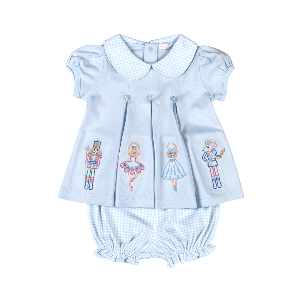 Blue Nutcracker Scallop Collar Bloomers Set