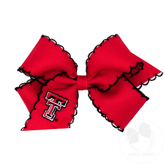 Texas Tech Medium Grosgrain Hair Bow with Moonstitch Edge and Embroidered Logo