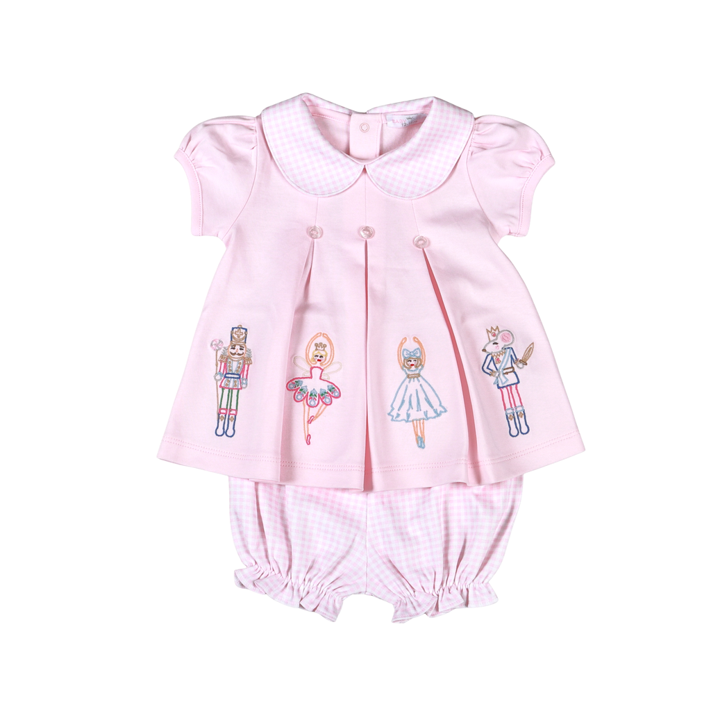 Pink Nutcracker Scallop Collar Bloomers Set